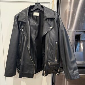 DISSH Black Leather Jacket with Silver Zippers